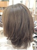 ミディアムレイヤー/ワンカール/縮毛矯正/前髪あり