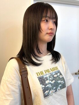 パーク 福岡天神西通り店(parc) オリーブべージュ　レイヤーカット　顔周りレイヤー　小顔カット