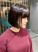 ボブ/暗髪/前髪あり/ツヤ髪
