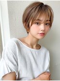 大人ボブ/小顔/ショートボブ/30代40代50代/ネビージュ/ワンレン