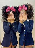 夢の国へ遊び行くので可愛く『ツインテール盛り髪♪』ふたごヘア