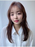 小顔 フェミニンロング メルティーカラー 似合わせカット"