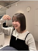 ボブカット/ミニボブ/ボブ/グレージュ/透明感カラー