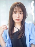 ロング顔周りレイヤー韓国ヘアおくれ毛_F0616