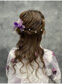 浴衣ヘアセット　花火大会　ヘアメ　推し活　サイドお団子