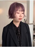 ショートボブ/ラベンダーカラー/パープル/ブリーチ/透明感