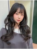 ロングレイヤー/韓国/レイヤーカット/ダブルカラー/栄a85
