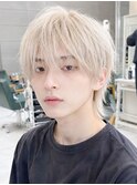 韓国マッシュウルフ/ホワイトブロンドダブルカラー