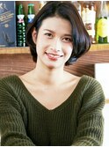 デザインカラー/シルキーベージュ/グレージュカラー/斜めバング