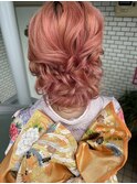 振袖ヘア　成人式ヘア　シニヨン　編み込み　かわいい