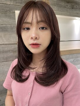 アイヴィー(IVY) 艶髪ピンクブラウンフェイスレイヤー内巻きヘア【肥田亜沙美】