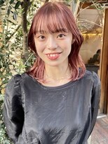 ラミエバイメルト 下北沢(lamie by melt)&nbsp;春人気小顔くびれ巻きピンクオレンジ暖色カラーブリーチカラー