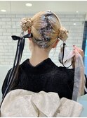振袖ヘア成人式ヘアツインテールリボンアレンジラメK20241108