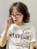 ミィ 表参道(mee.) 【mee.】　 クールピンクベージュショートパーマ黒髪
