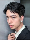 ブルーブラックスパイキーショートフェザーパーマ_F20120