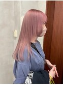 ピンクカラー/レイヤーカット/ケアブリーチ/透明感カラー