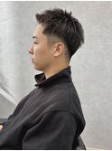 群馬太田メンズショートツイストスパイラルパーマフェード眉毛
