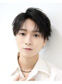 シースルーセンターパートツーブロックラウンドマッシュウルフ