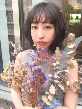 ラブクロムトーキョー オモテサンドウ(LOVECHROME OMOTESANDO) Aラインボブのニュアンスお洒落前髪のダークアッシュカラー