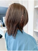 福山市美容室Caary人気 鎖骨ミディアムウルフスタイル