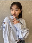 三軒茶屋_レディース_ミディアム_ブラウン_ボブ_耳掛け_透明感