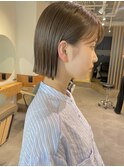 ボブ　ミニボブ　縮毛矯正　ブラウンベージュ