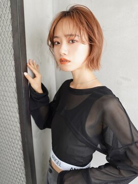 ラフィスヘアー シャルム 渋谷店(La fith hair charme) 【La fith】シアーオレンジ×切りっぱなしボブ×ダブルカラー