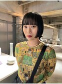 デザインカラーレイヤーカットウェットヘア夏オリーブベージュ