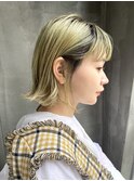 #レイヤー#ボブ#ブリーチ#イエロー