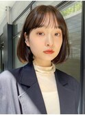 ワイドバング　イメチェン　美髪　内巻きボブ　ベージュカラー
