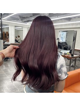 ニコ トウキョウ 渋谷(nico TOKYO) ダブルカラーチェリーレッドピンクブラウン韓国レイヤーロング