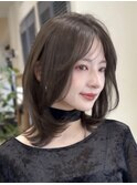 美髪レイヤーカット/ミディアムレイヤー/くびれヘア/顔まわり