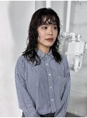 顔まわりレイヤーロングパーマ