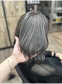 ハイライトカラー白髪ぼかし脱白髪染めレイヤーカットくびれヘア