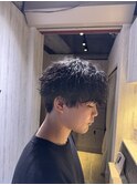 縦落ちウルフパーマ／ウザバング波ウェーブツイストパーマメンズ