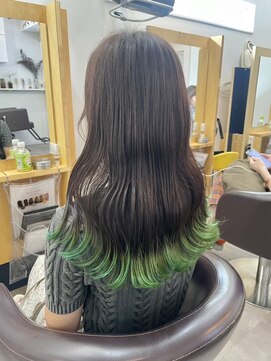 ラフ 原宿(L.a.a.g.f harajuku) 裾カラー グリーン ロング＠原宿