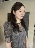 ドレスヘア編み込み二次会ゆるふわ巻きヘアハーフツイン/今枝