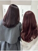 13062髪質改善チェリーレッド黒髪アッシュブラックワインレッド