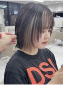 前髪インナーカラーハイライトローライトイヤリングカラー