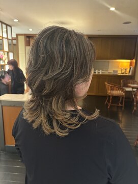 ユウヘアー 本山店(U Hair) ミディアムレイヤー☆/透明感ハイライト＋インナーカラー/艶髪