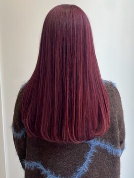 カシスピンク ストレート ブリーチ ダブルカラー 20代 髪質改善