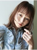 ボブ／レイヤー／ピンクブラウン／ブリーチなし/顔まわり