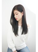 暗髪>黒髪  ナチュラルストレート グレージュ グレーブラック
