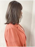 オリーブグレージュレイヤーミディアム_厚めバングローライト