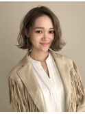 外ハネが可愛いミルクティーベージュボブ♪ 【新百合ヶ丘】