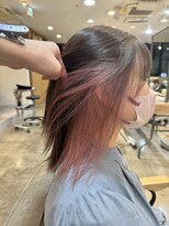 ヘアーブレイス(hair brace) ブリーチ一回　インナーピンクカラー　stylist聖斗