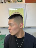 メリケンバーバーショップ フクオカ(MERICAN BARBERSHOP FUK)&nbsp;ハイライトマッシュパーマウルフアッシュブラック