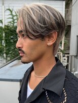 メンズブリーチカラーミルクティーベージュカラーダブルカラー