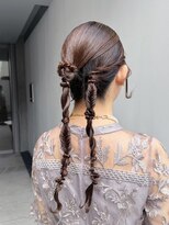 ツインタイト編み下ろしヘアセット結婚式参列お呼ばれヘアメイク