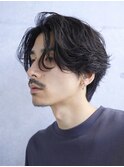 大分メンズナチュラルセンターパート毛流れフェザーパーマ長め